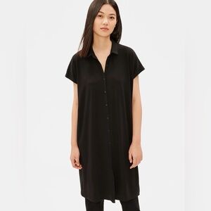 Eileen Fisher Button Down Short Sleeve Oversized Dress with Pockets
